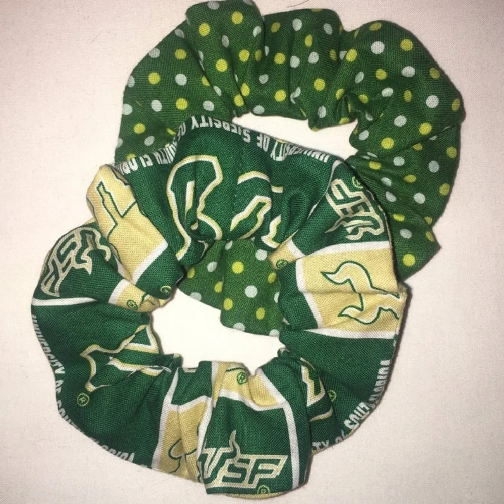 NWT USF Bulls Hair Scrunchies Wristbands 2 Pack Made in the USA